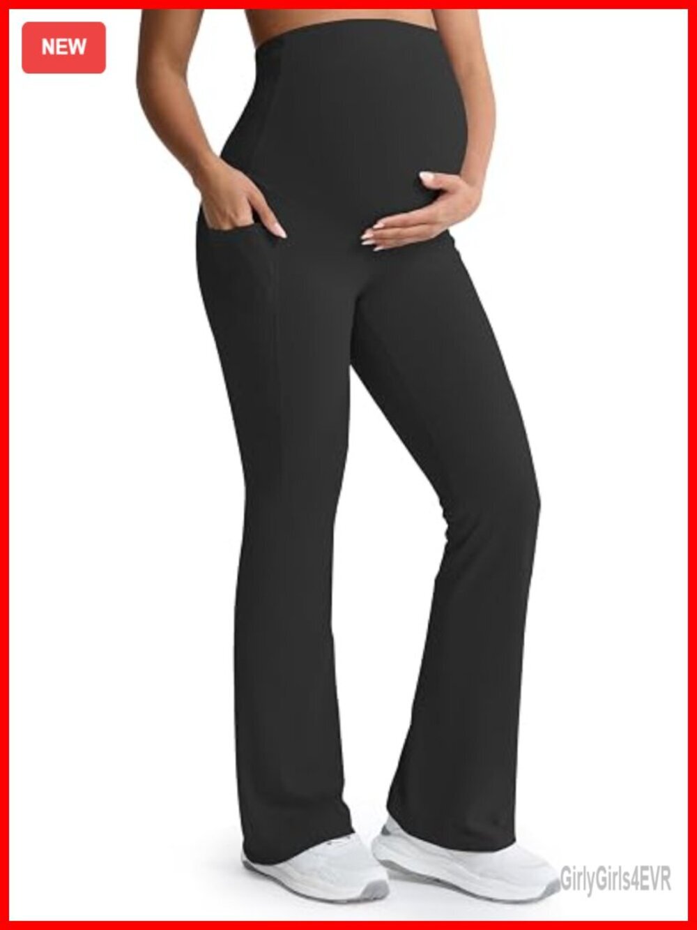 Buttery Soft Maternity Flare Leggings Over The Belly with Pockets Workout Yoga